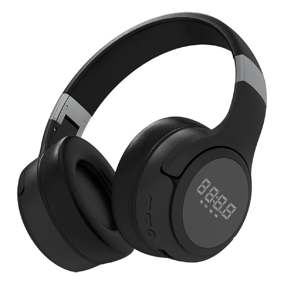Yonis Noir Casque Audio Bluetooth Pliable Avec Écran Lcd Et Réduction De Bruit