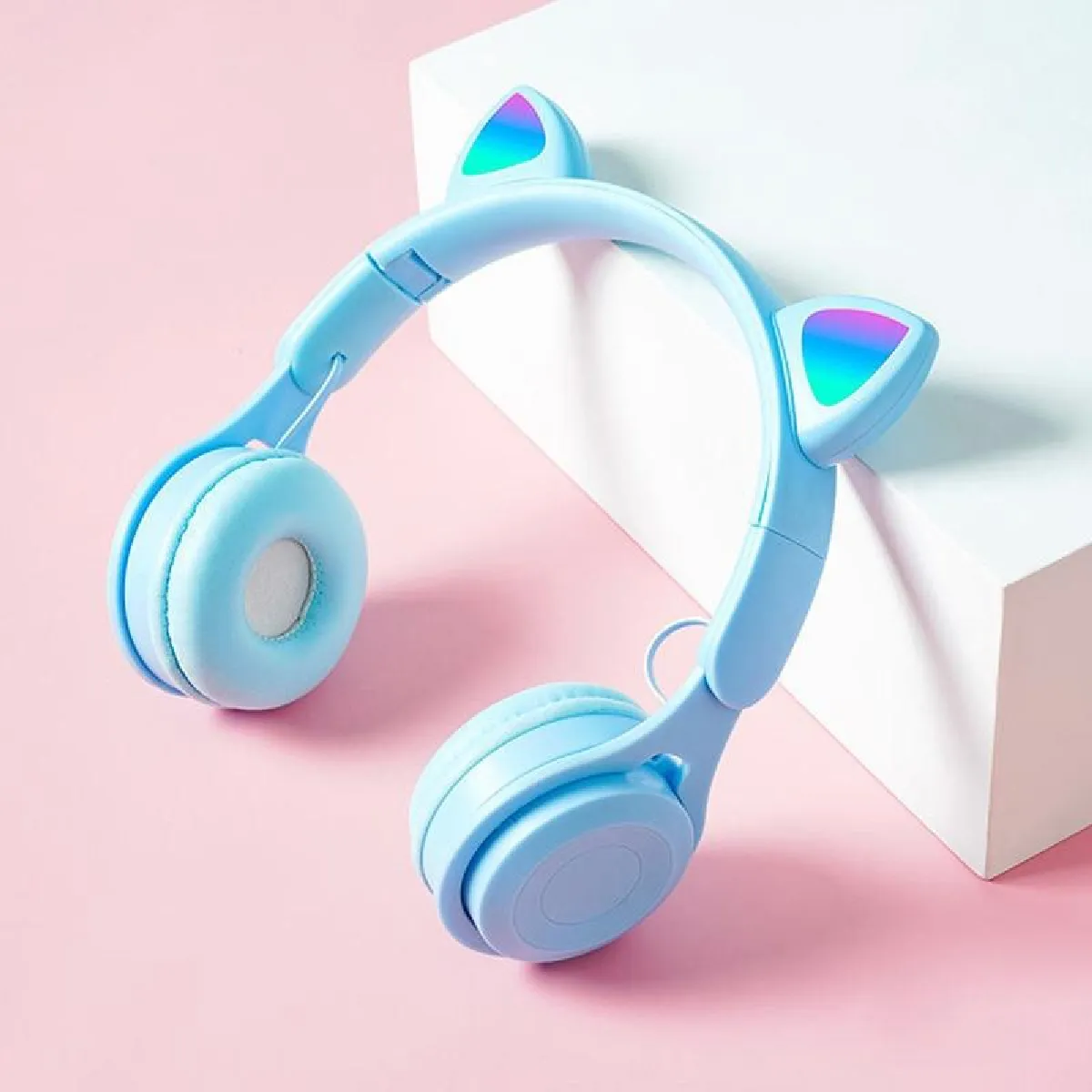 Yonis Blanc Casque Audio Led Pliable Bluetooth