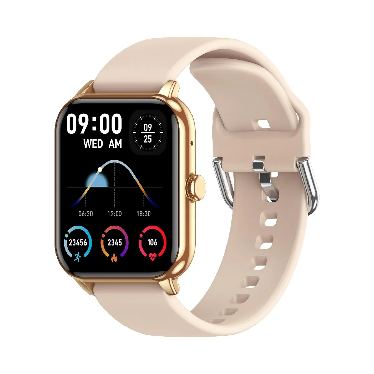 Yonis Argent Montre Connectée Ecran Ips 1.9 Pouces Appels Bluetooth Santé Ée - Or - Image 2