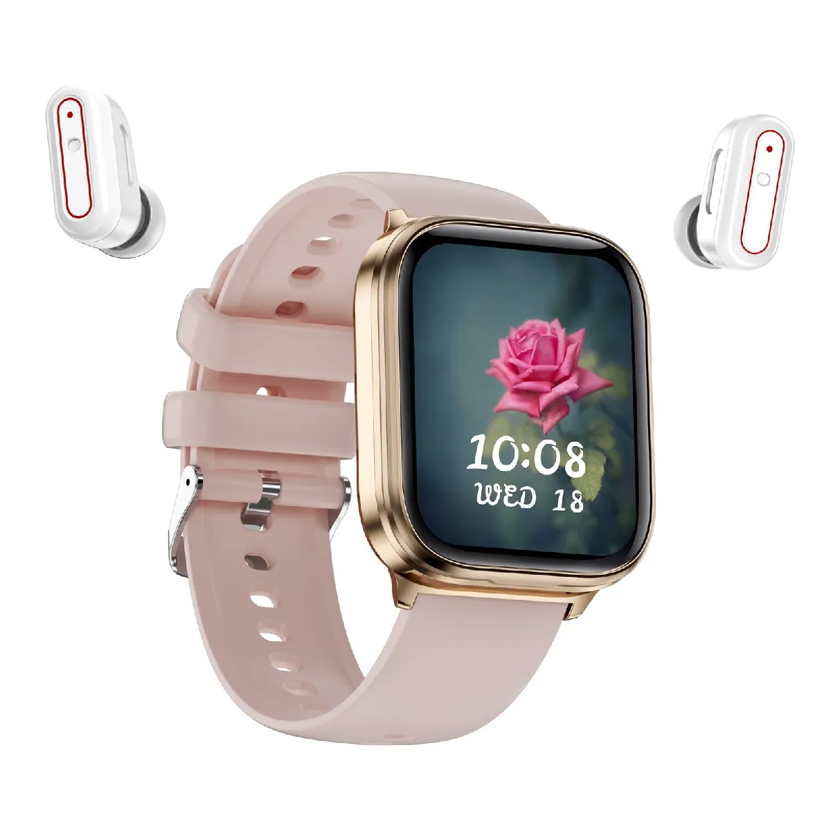 Yonis Rose Montre Connectée Écouteurs Bluetooth Intégrés