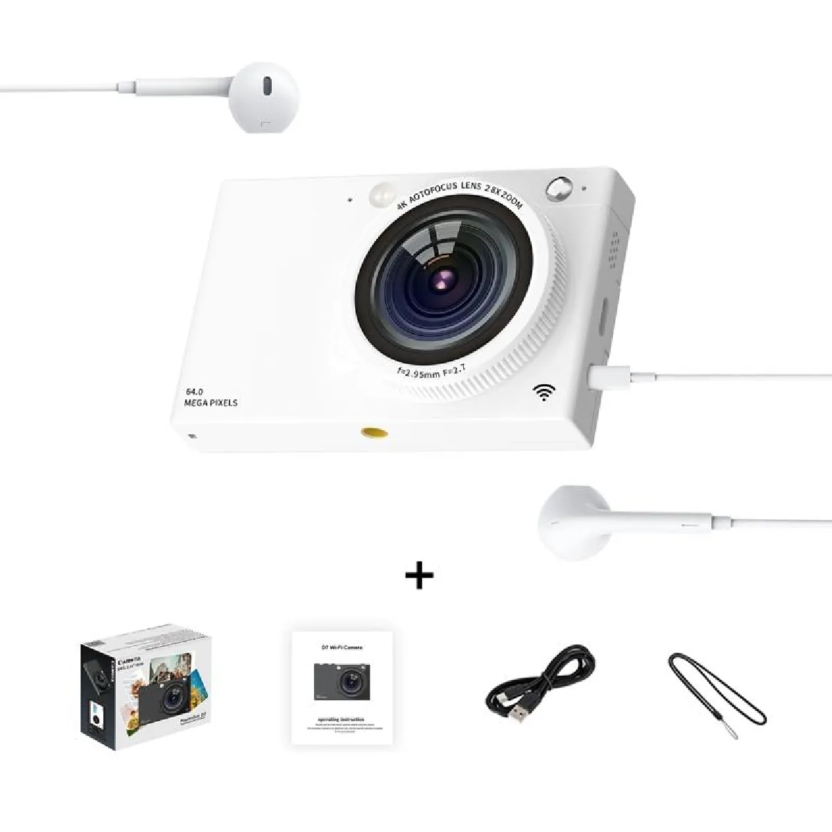 Yonis Blanc Caméscope Numérique 64Mp Wifi 4K