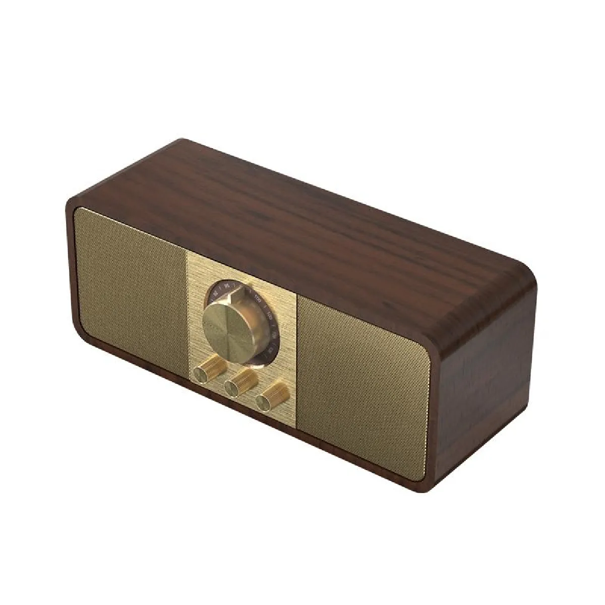 Yonis Marron Enceinte Bluetooth Vintage Bois Radio Fm - Image 2