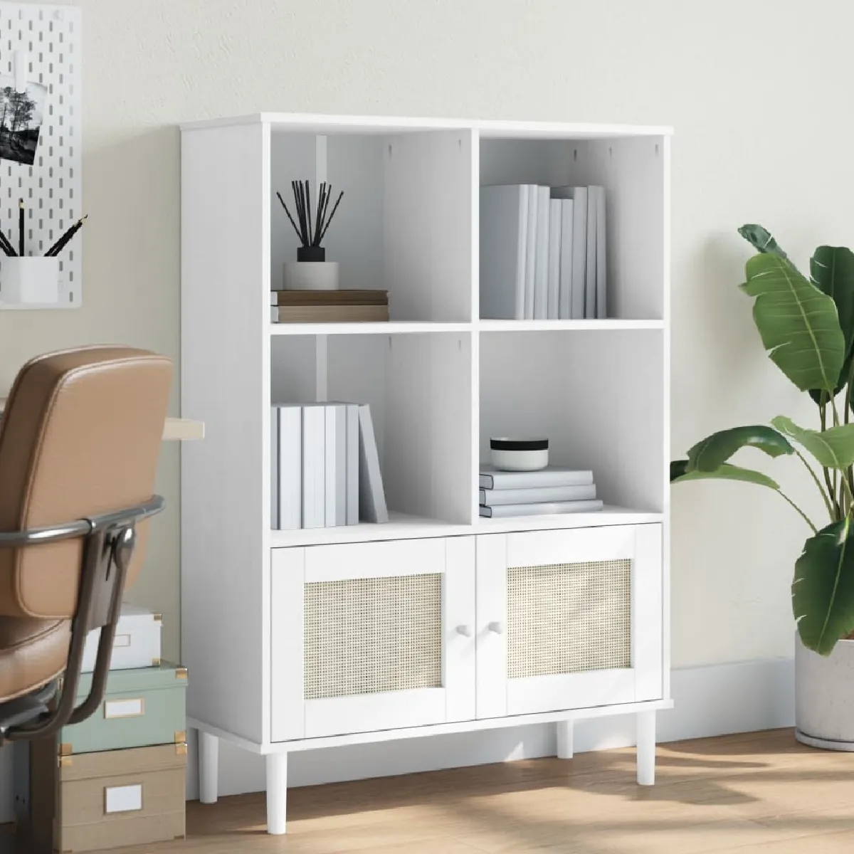 Vidaxl Blanc Bibliothèque Senja - Bois De Pin Massif
