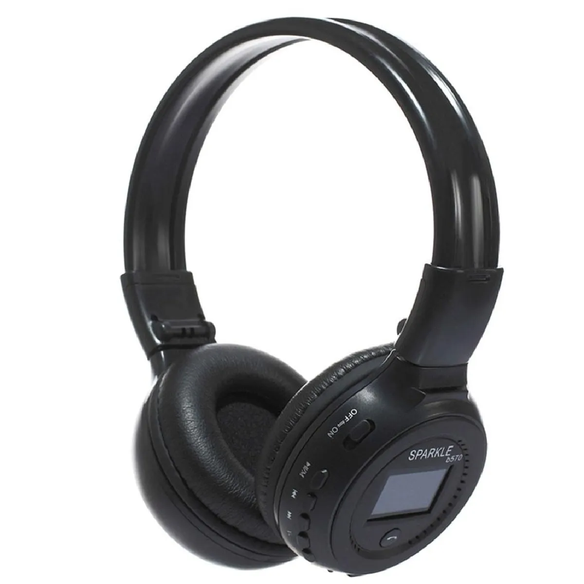 Yonis Noir Casque Audio Bluetooth Sans Fil Avec Écran Led Et Microphone Hd Pour Appareils