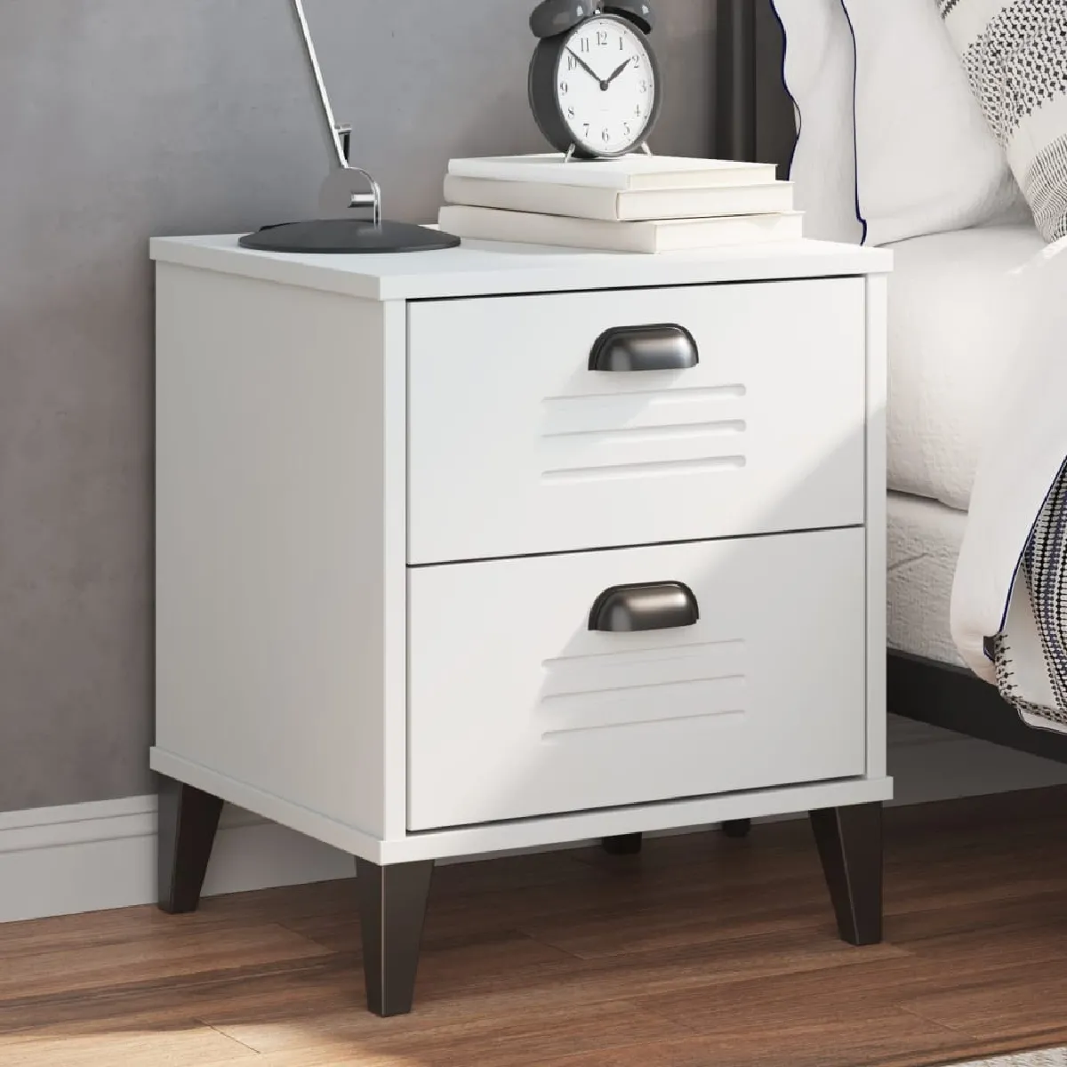 vidaXL - Table de chevet - Style Industriel - Blanc - Image 2