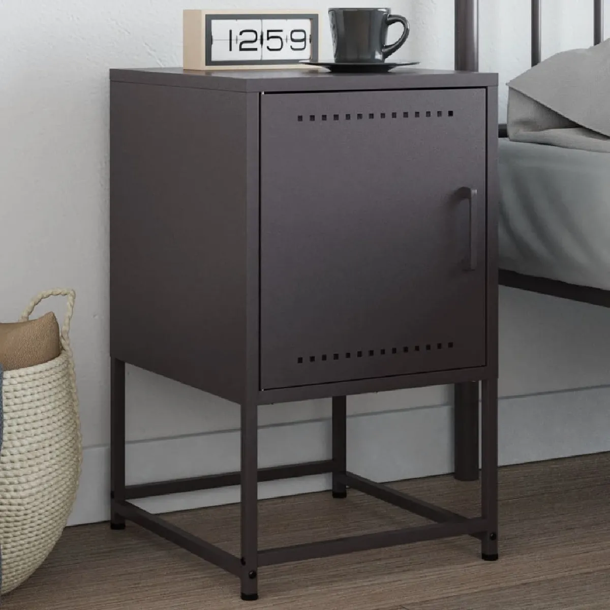 vidaXL - Table de chevet - Acier - Noir - 36x39x60,5 cm - Image 2