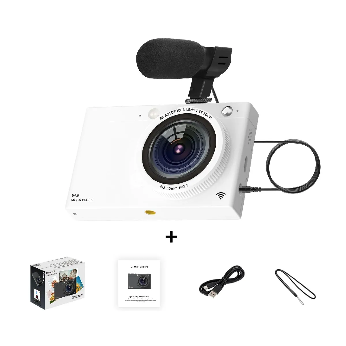 Yonis Blanc Caméscope Numérique 4K 64Mp Wifi