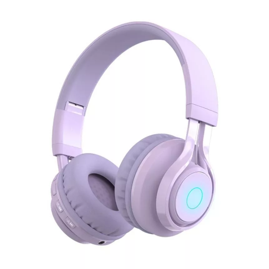 YONIS Casque Audio Enfant Sans Fil LED Violet