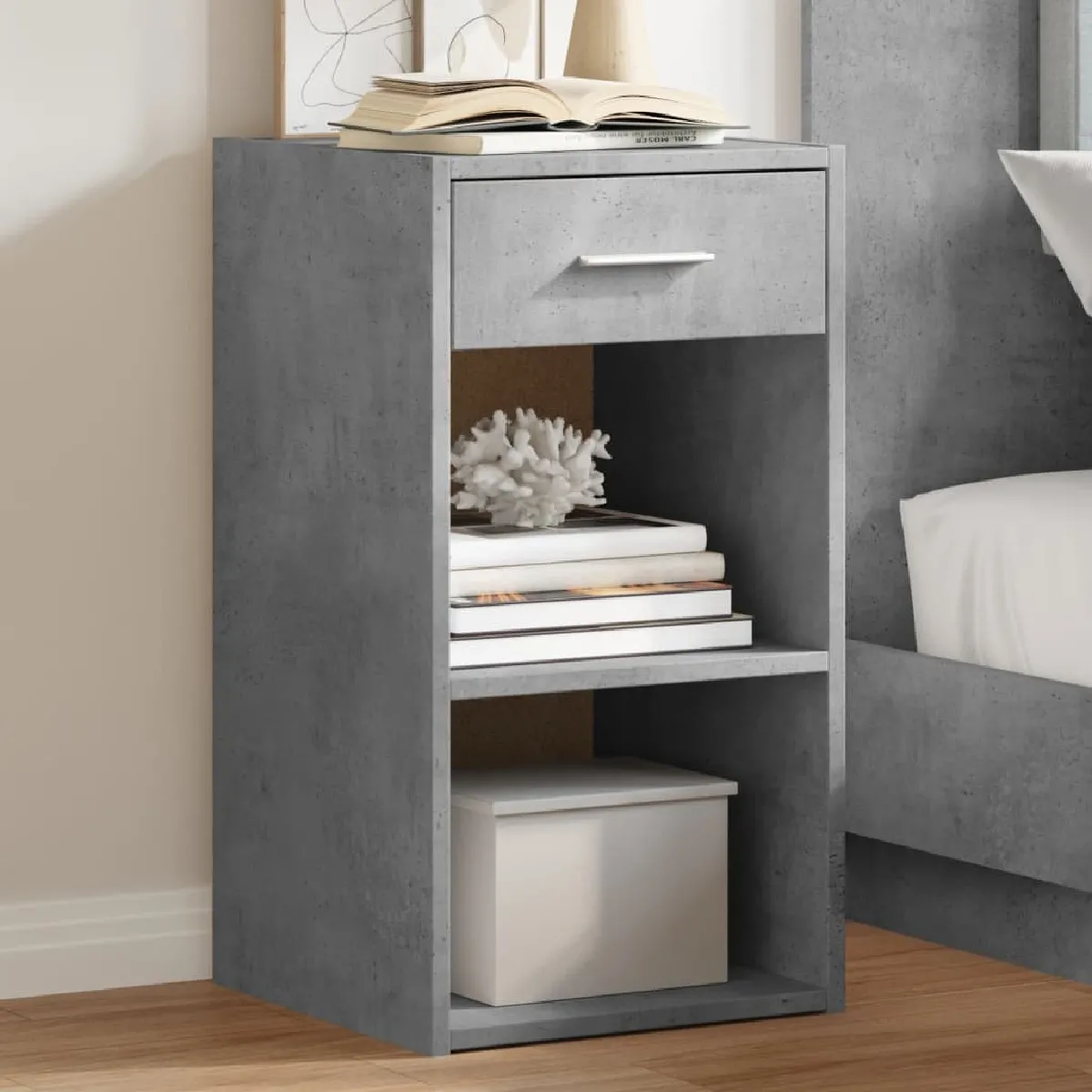 Vidaxl Gris Lot De 2 Tables De Chevet Béton 35X34x65 Cm