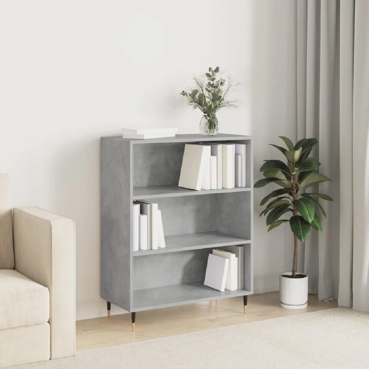Vidaxl Bibliothèque gris béton 69,5x32,5x90 cm