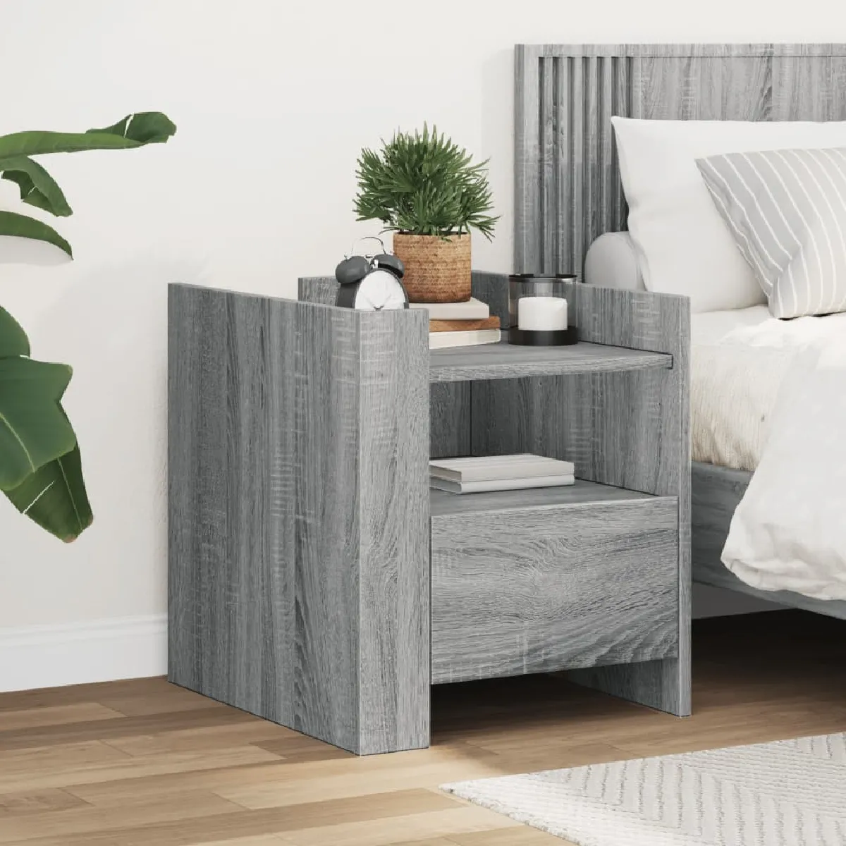 Vidaxl Gris Table De Chevet - Sonoma