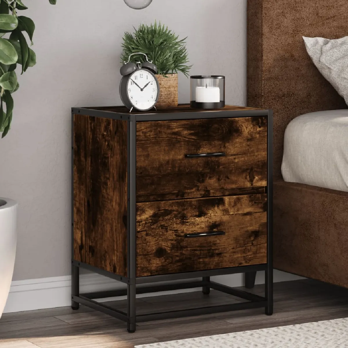vidaXL Table de Chêne Fumé - vue 3