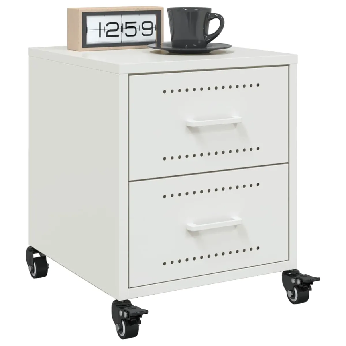 vidaXL - Table de chevet - Acier - Blanc - 36x39x43,5 cm - Set de 2 - Image 3