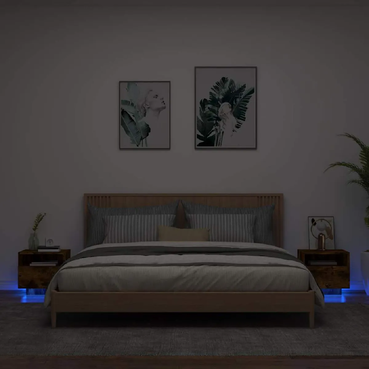 VIDAXL - Table de chevet - Moderne - Avec éclairage LED - Lot de 2 - Image 3