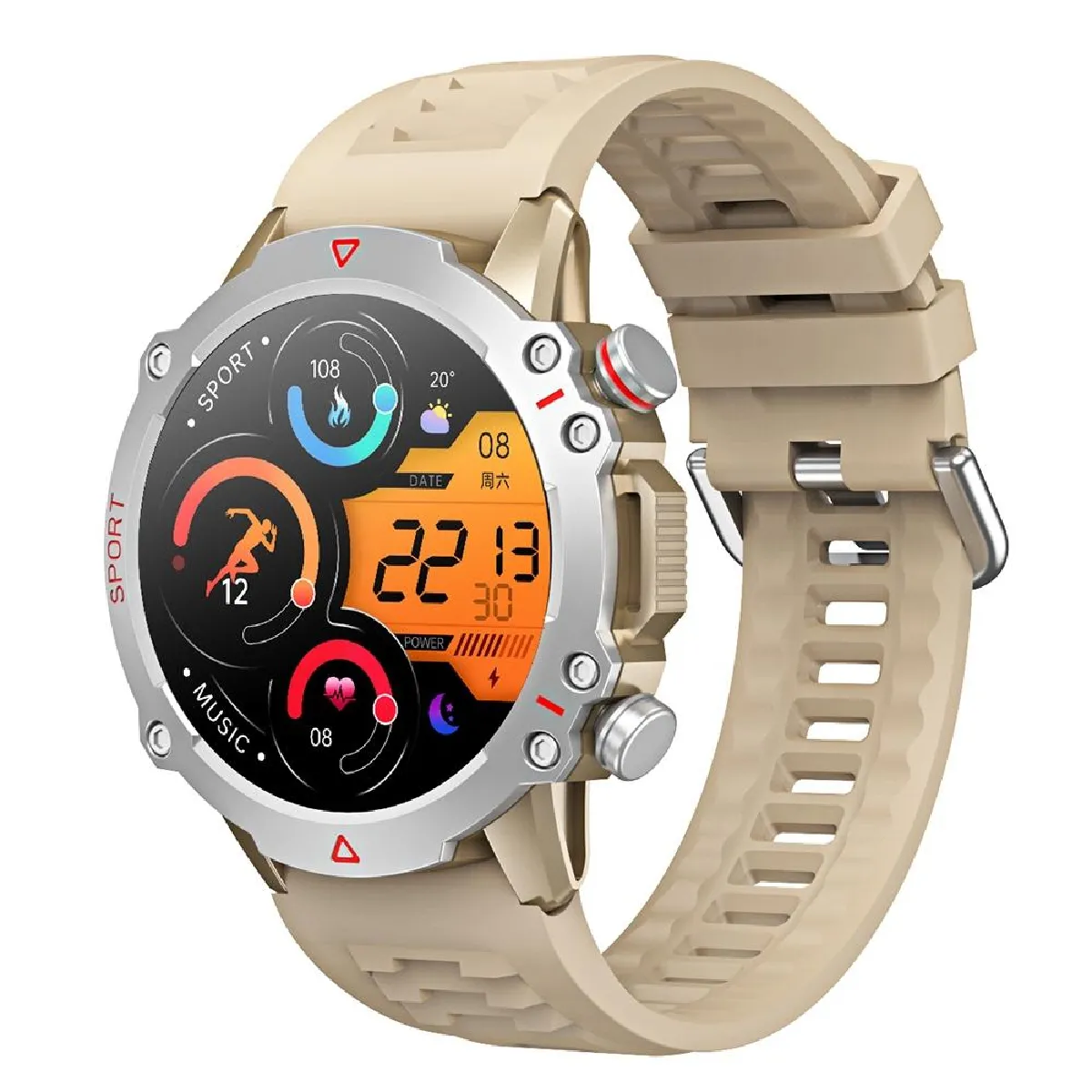 Yonis Argent Montre Connectée Sport Étanche Bluetooth