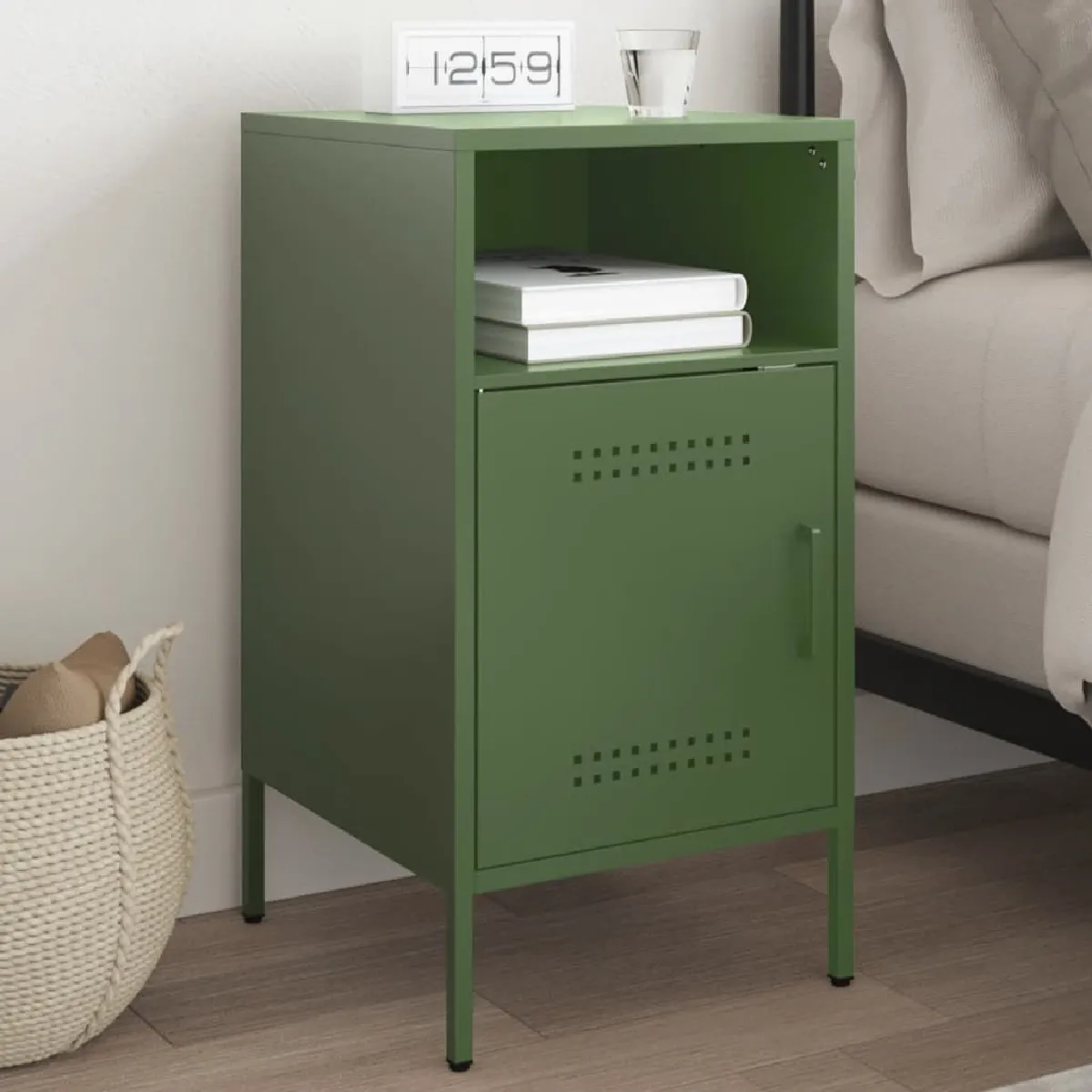 Vidaxl Vert Table De Chevet - Olive