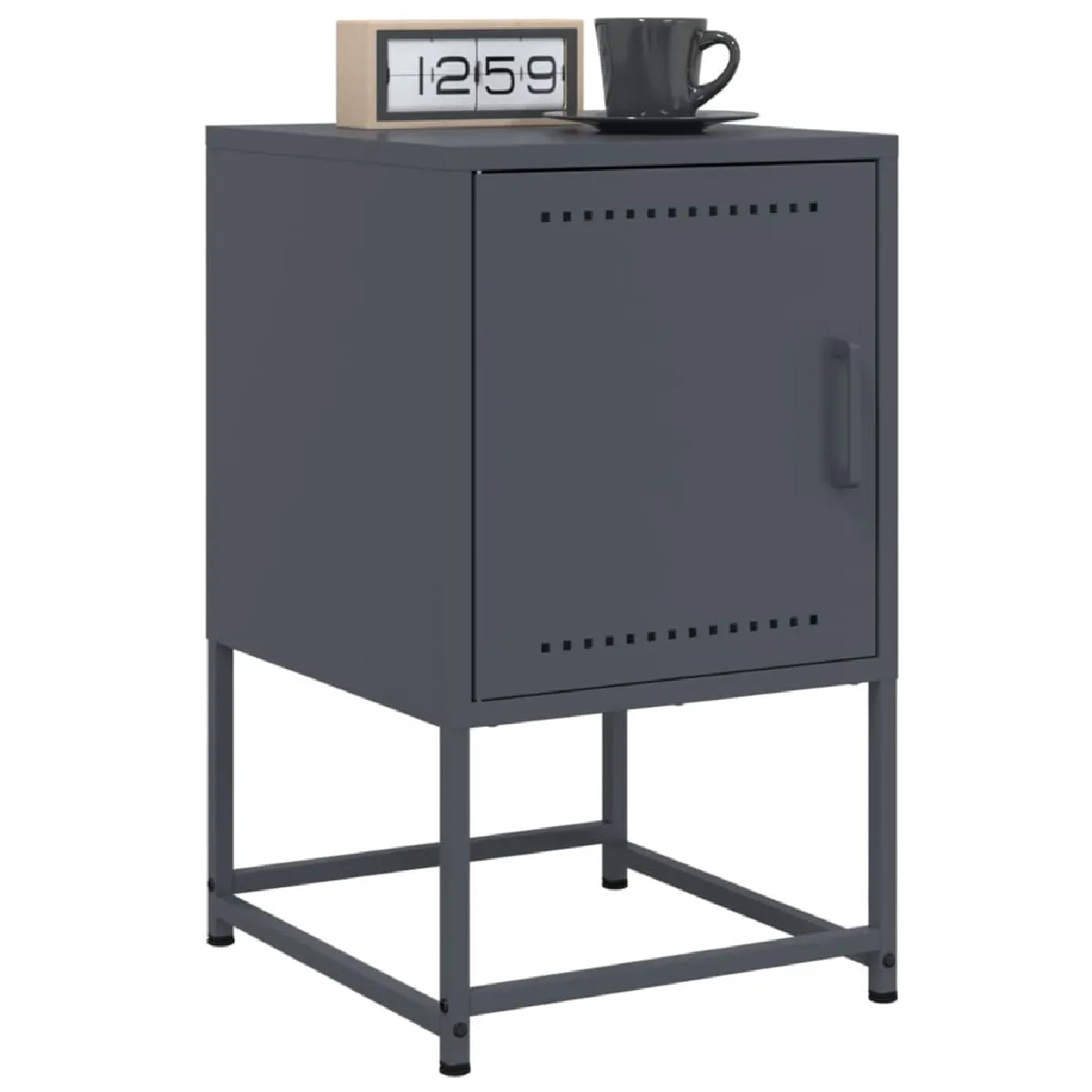 VIDAXL - Table de chevet - Acier - Anthracite - 36x39x60,5 cm - Set de 2 - Image 3