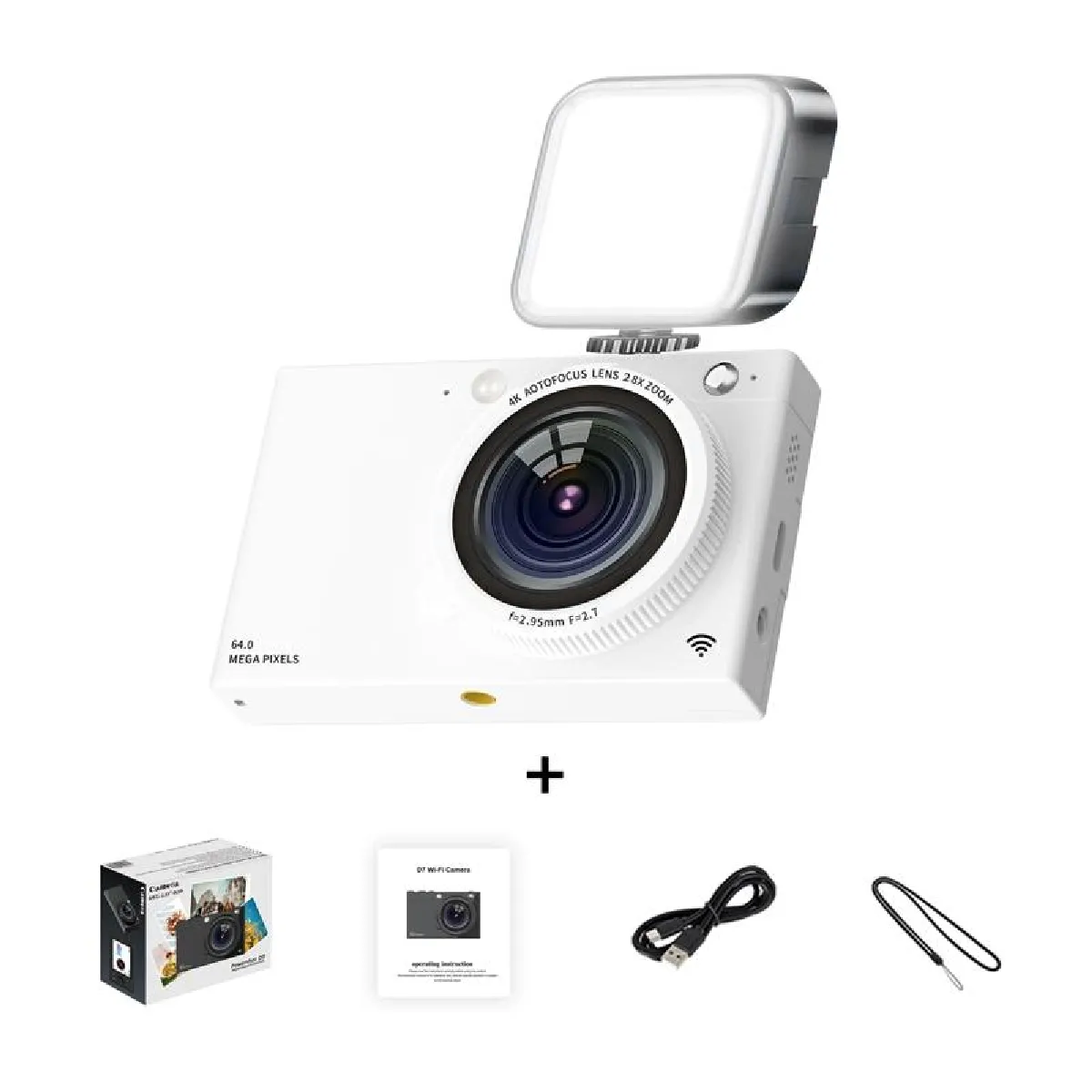 Yonis Blanc Caméscope Numérique 4K 64Mp Wifi