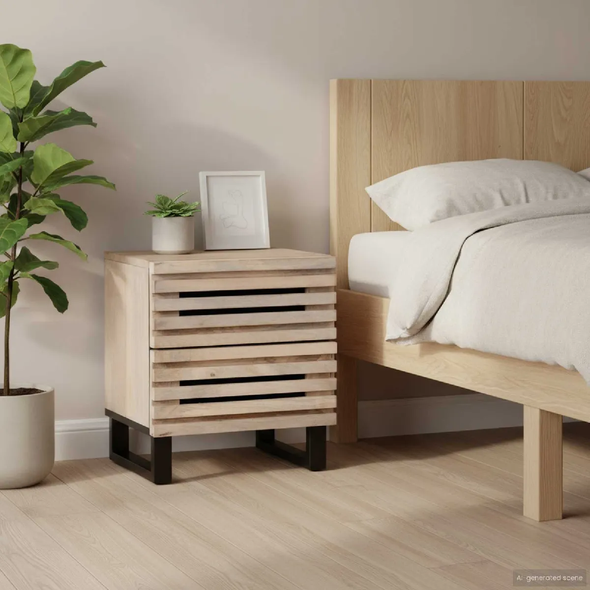 Non Communiqué Beige Vidaxl Table De Chevet, Armoire De Lit Avec Rangement, Table De Nuit, Meuble De Chambre À Coucher Intérieur, Bois De 377432 - Image 3