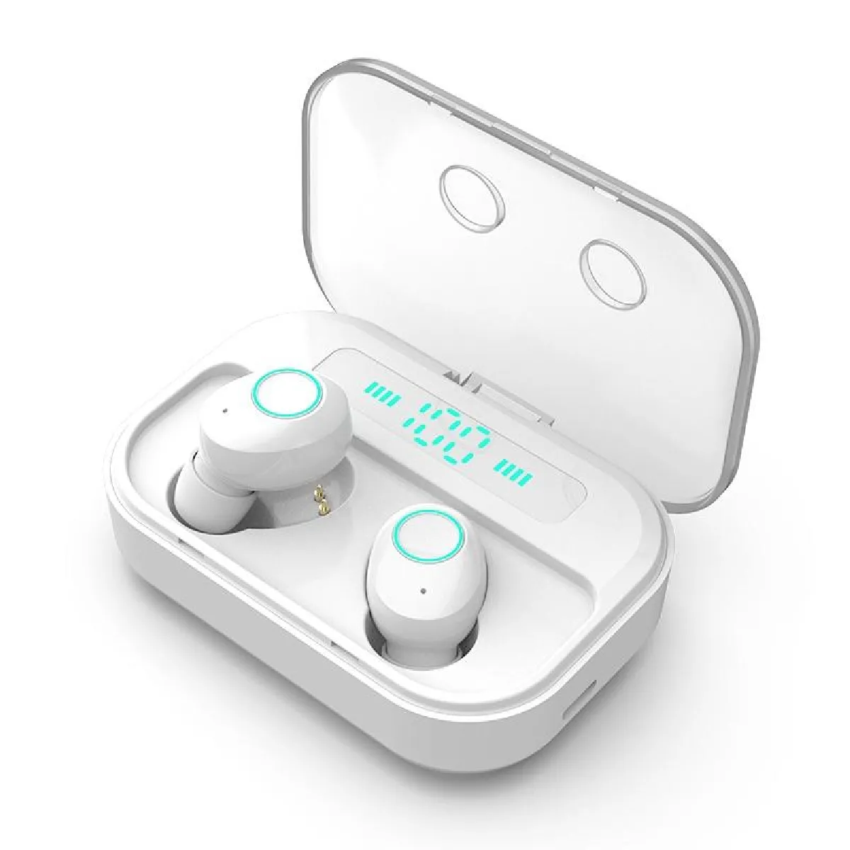 Yonis Blanc Ecouteurs Bluetooth Stéréo Sans Fil Avec Etui De Charge Et Affichage Numérique - Image 2