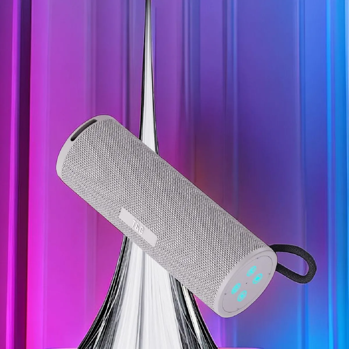 Yonis Rouge/Argent Enceinte Bluetooth Etanche Avec Lumières Led Et Son Puissant 95Db - Image 3