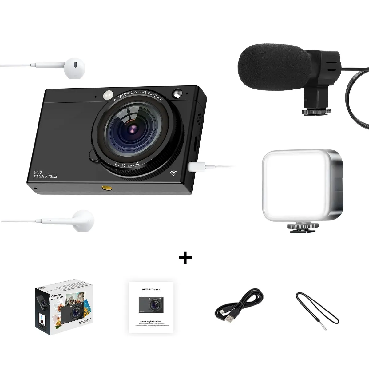 Yonis Noir Caméscope Numérique 4K 64Mp Wifi