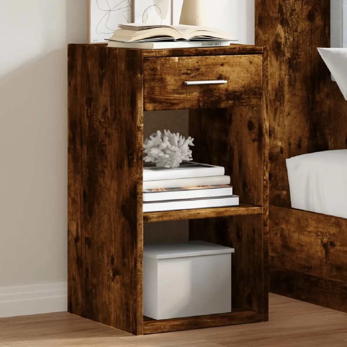 Vidaxl Table De Chevet Chêne Fumé