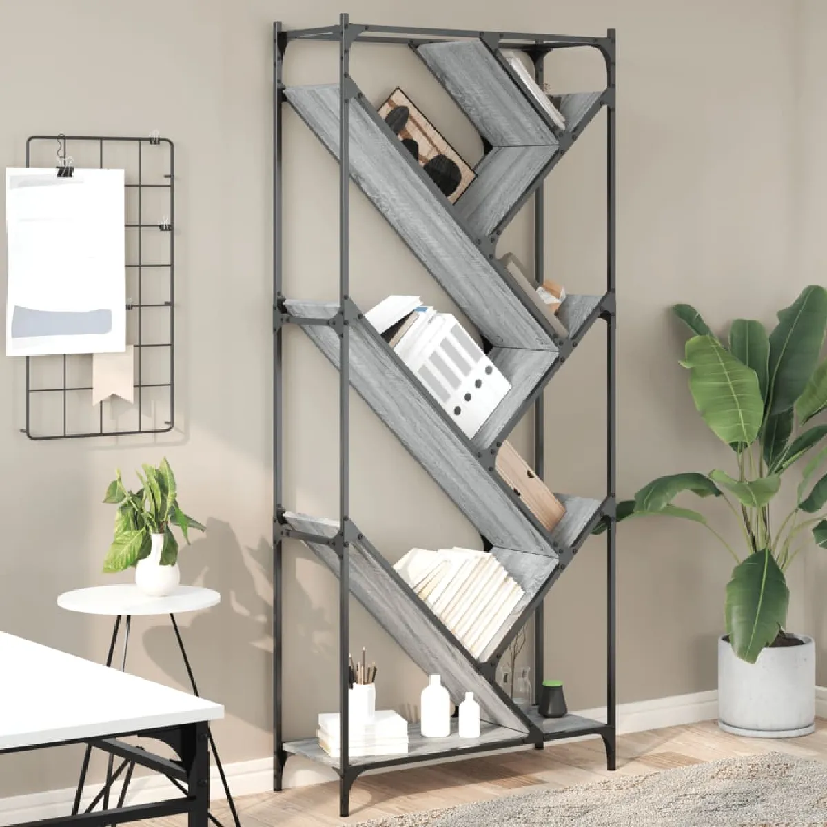 VIDAXL - Bibliothèque - Sonoma - Gris - 79x30x180 cm - Image 2