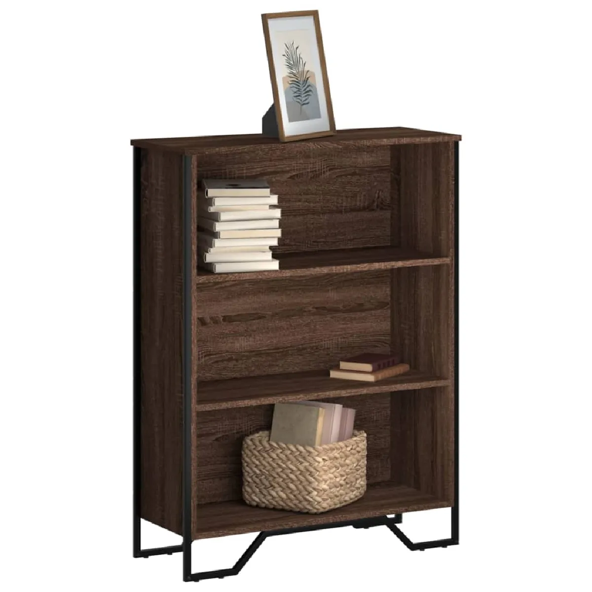 Non Communiqué Marron Bibliothèque Chêne 80X31x106 Cm Bois D Ingénierie - Image 3