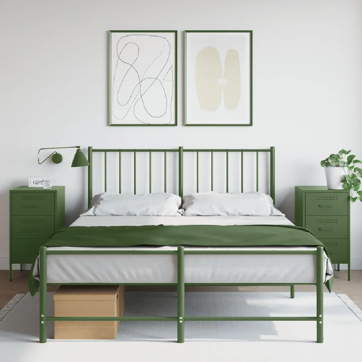 VIDAXL - Table de Chevet - Lot de 2 - Avec Tiroirs et Pieds - Vert Olive - Image 3