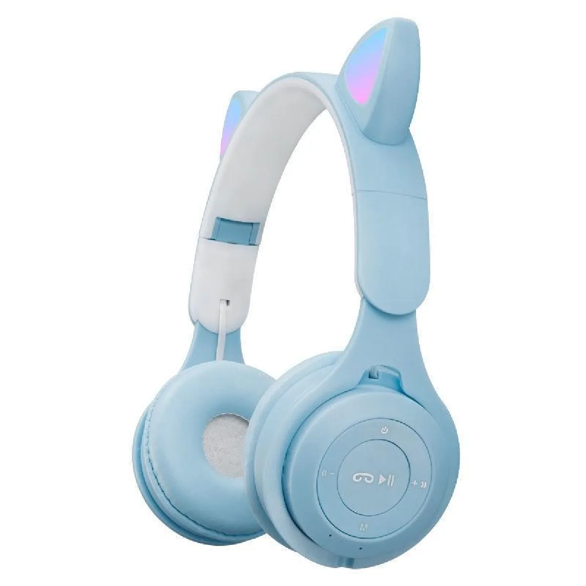 Yonis Blanc Casque Audio Oreilles De Chat Pliant Led