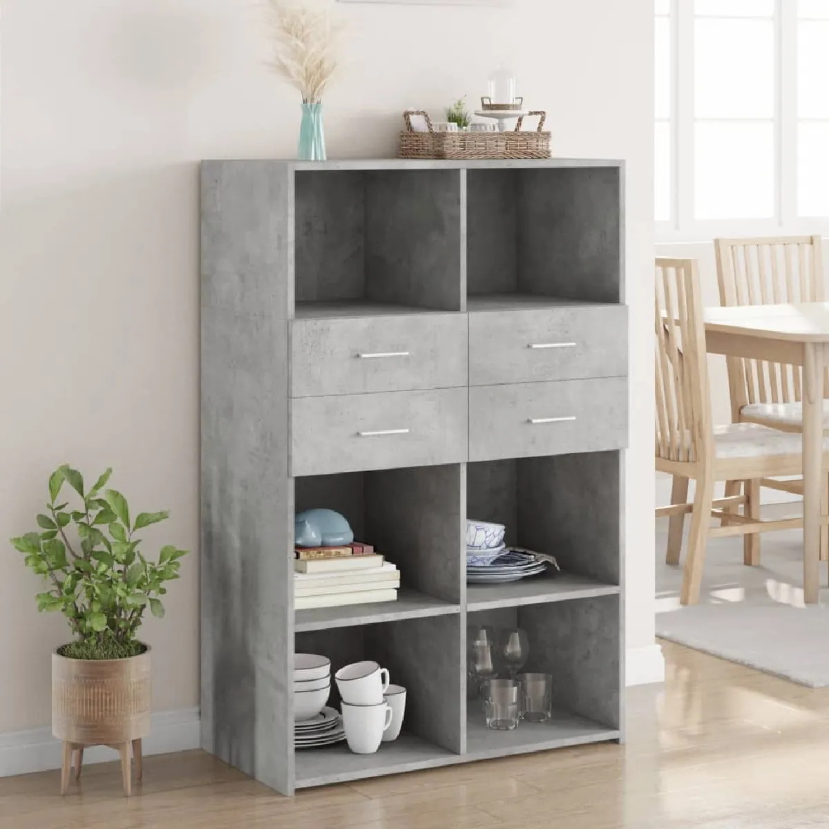 Vidaxl Gris Buffet Haut - Béton