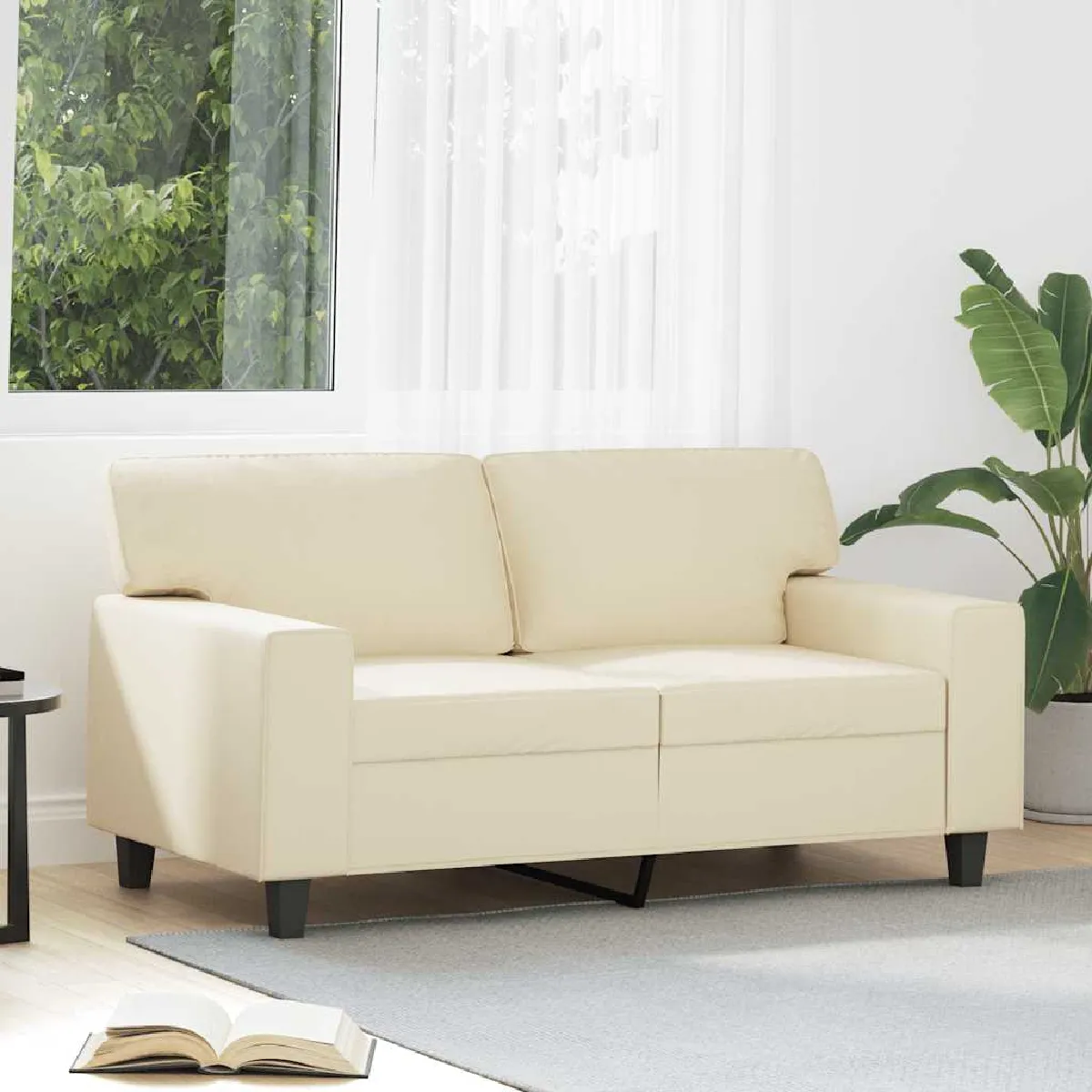 vidaXL Canapé 2 Places Crème 120 cm - vue 2