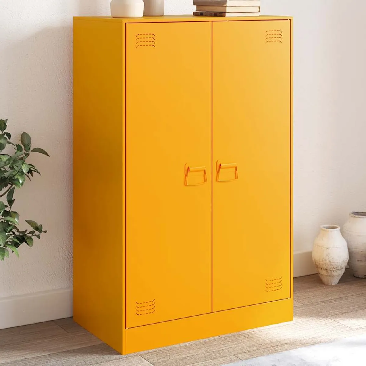 vidaXL Buffet Jaune moutarde 67x39x107 cm Acier