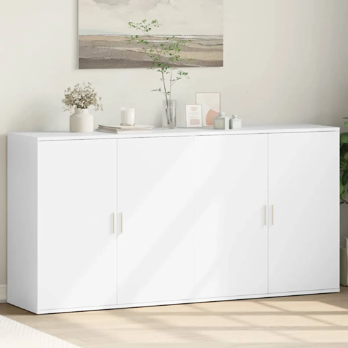 Non Communiqué Blanc Vidaxl Buffets 2 Pcs 79X38x80 Cm Bois D’ingénierie, Armoire De Rangement, Meuble D'entrée, Meuble D'appoint, Meuble De 3276602 - Image 3