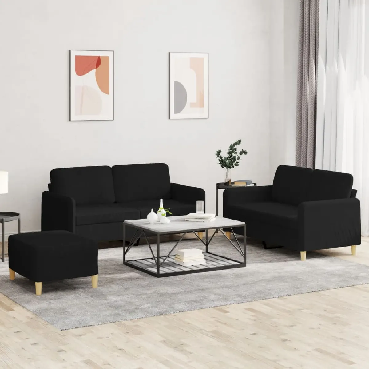 vidaXL Ensemble 3 pcs - Noir