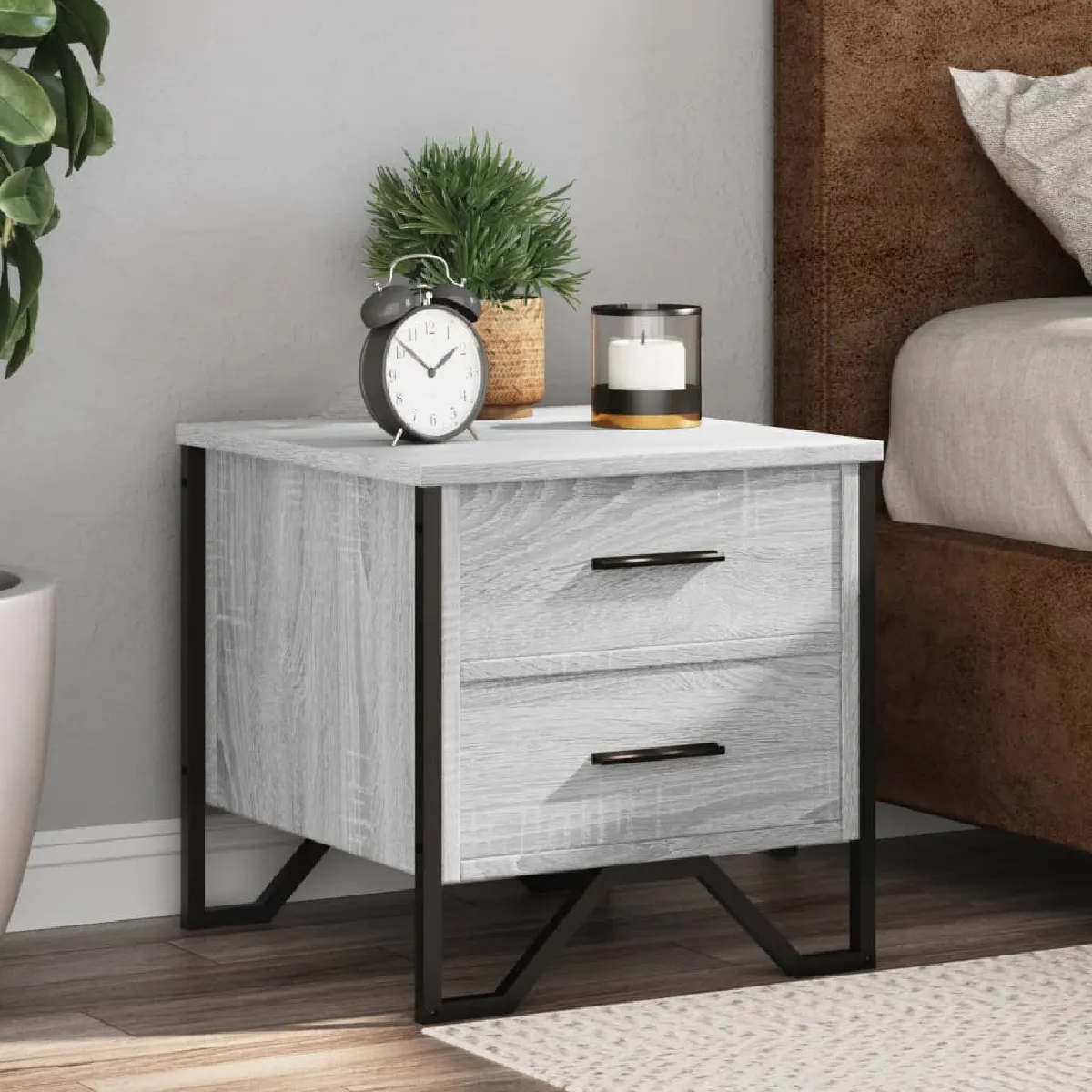 Vidaxl Gris Table De Chevet - Sonoma
