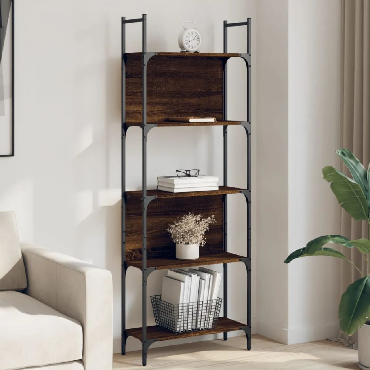Vidaxl Bibliothèque à 5 niveaux chêne marron 60,5x24x166,5 cm 838867