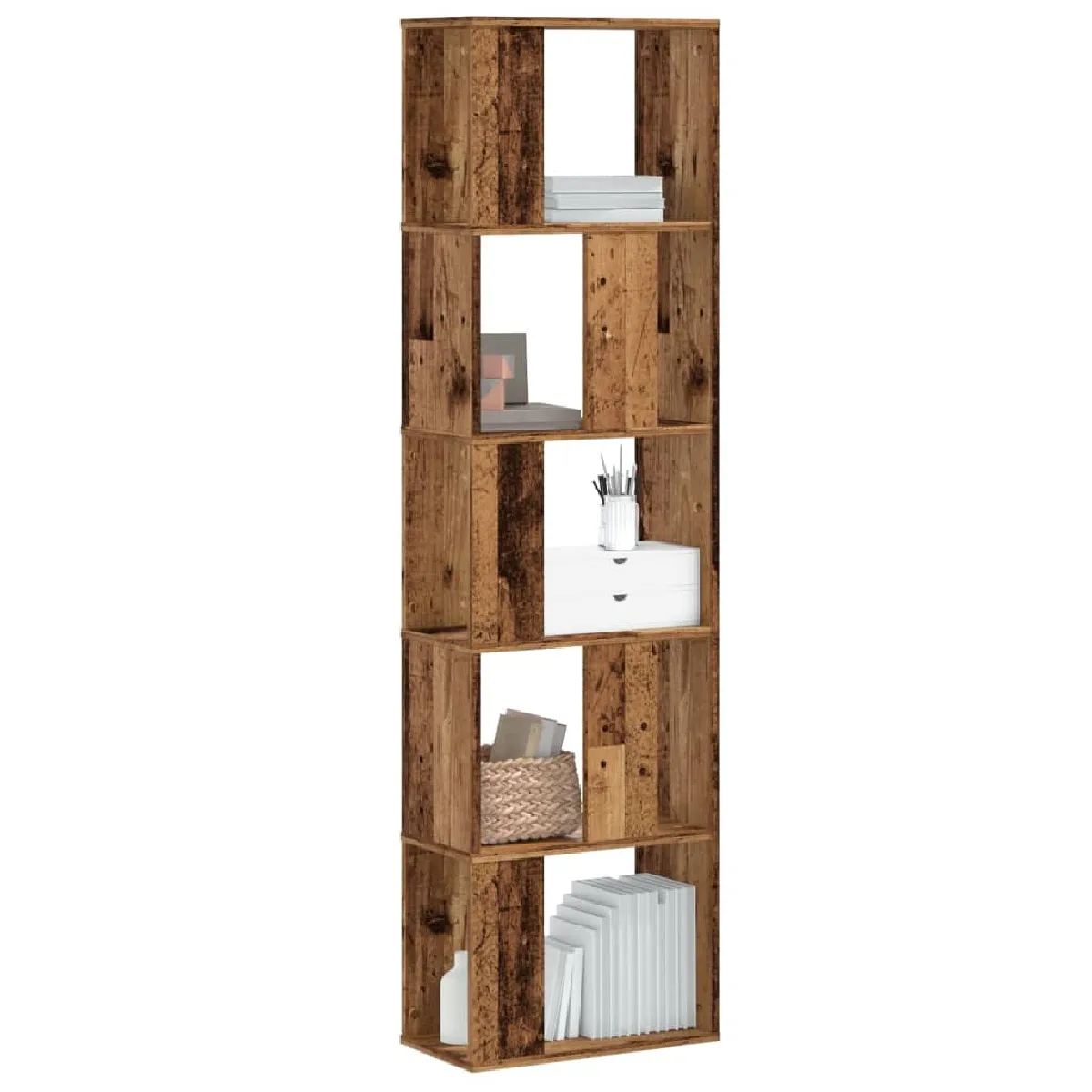 Non Communiqué Marron Bibliothèque 5 Niveaux Vieux Bois Bois D Ingénierie - Image 3
