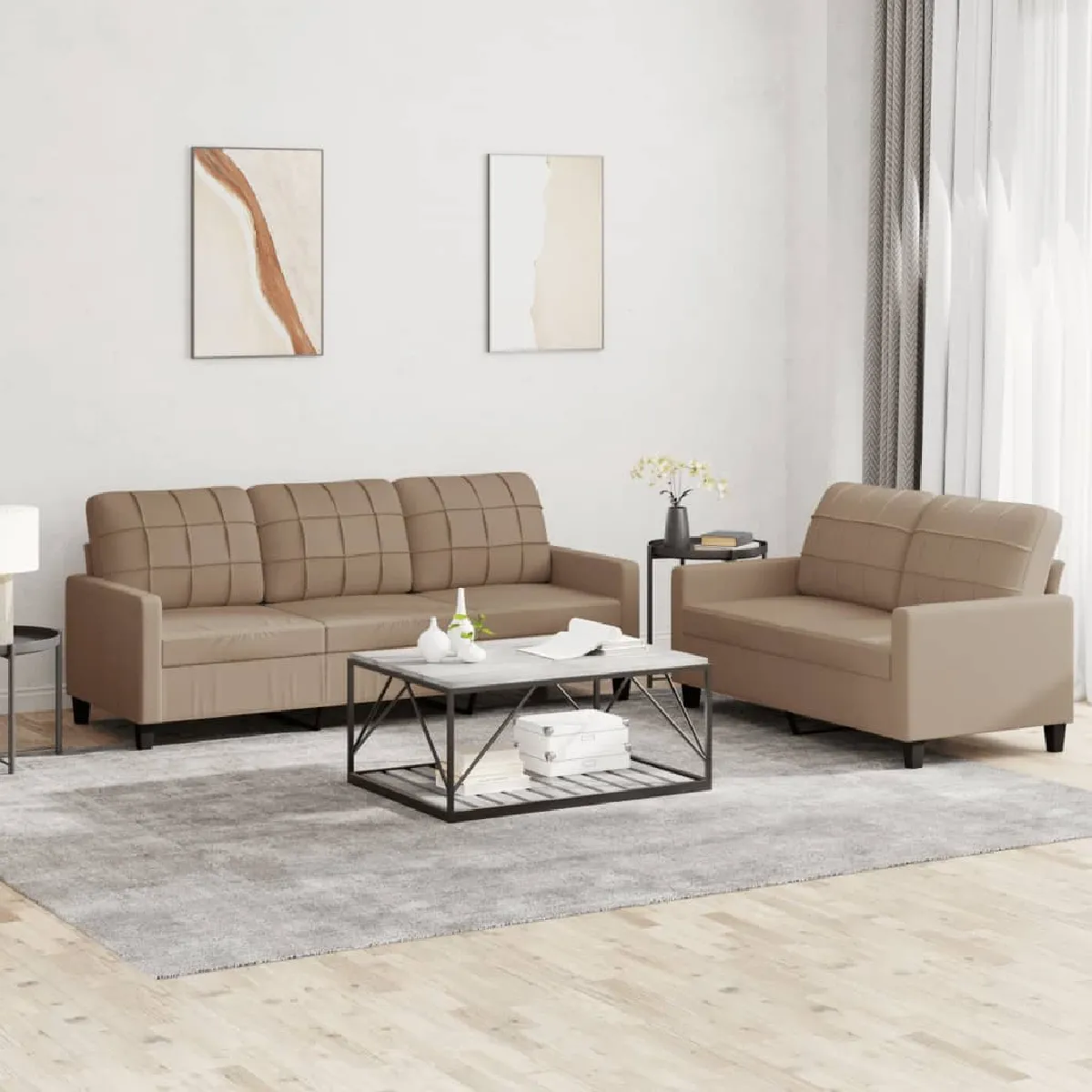 VidaXL Ensemble Canapés 2 pcs Cappuccino