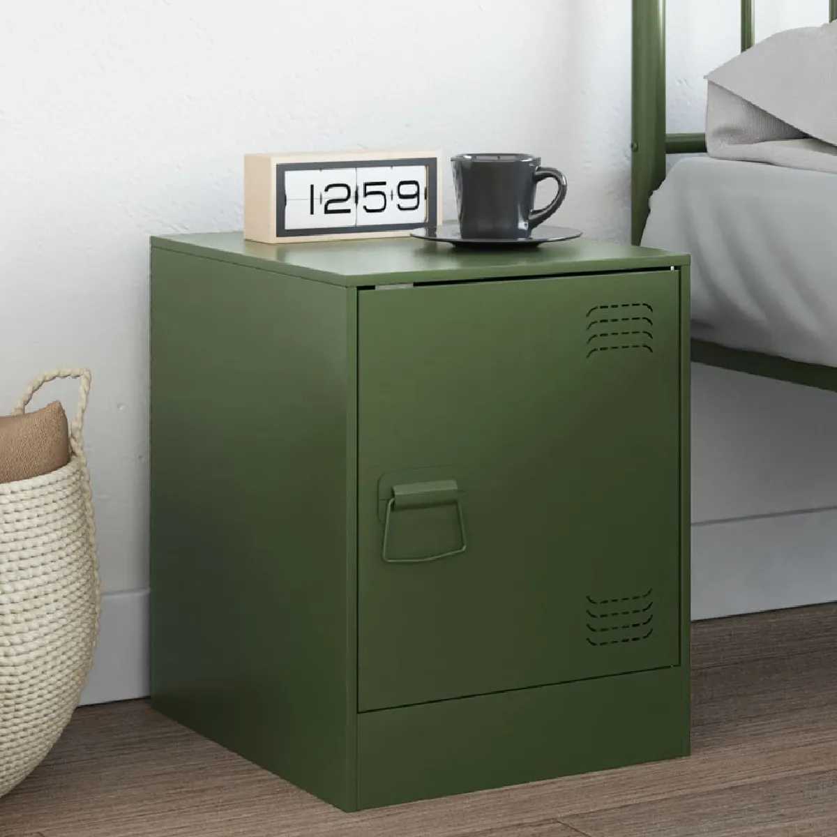Vidaxl Vert Table De Chevet - Olive