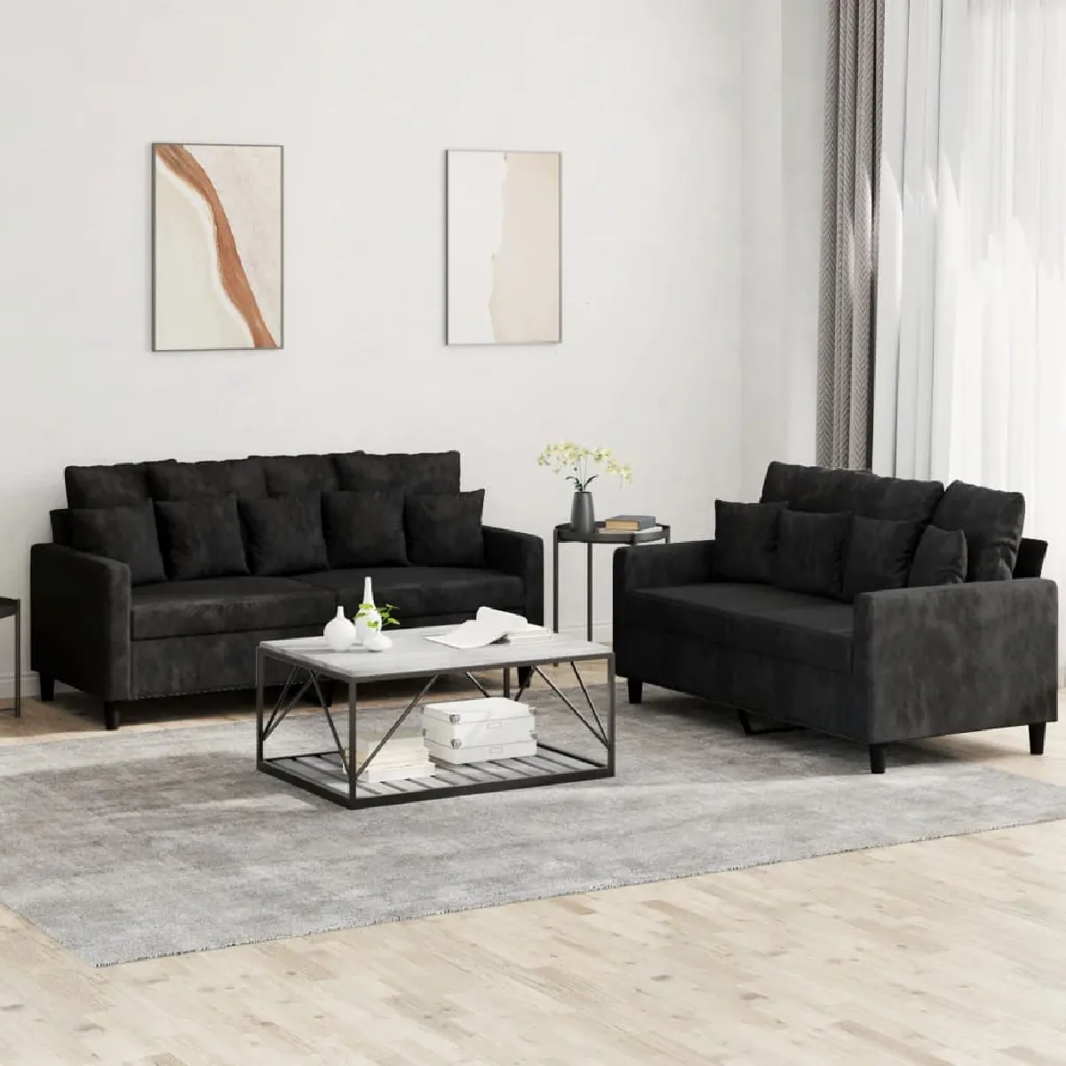 vidaXL Canapés velours - vue 2