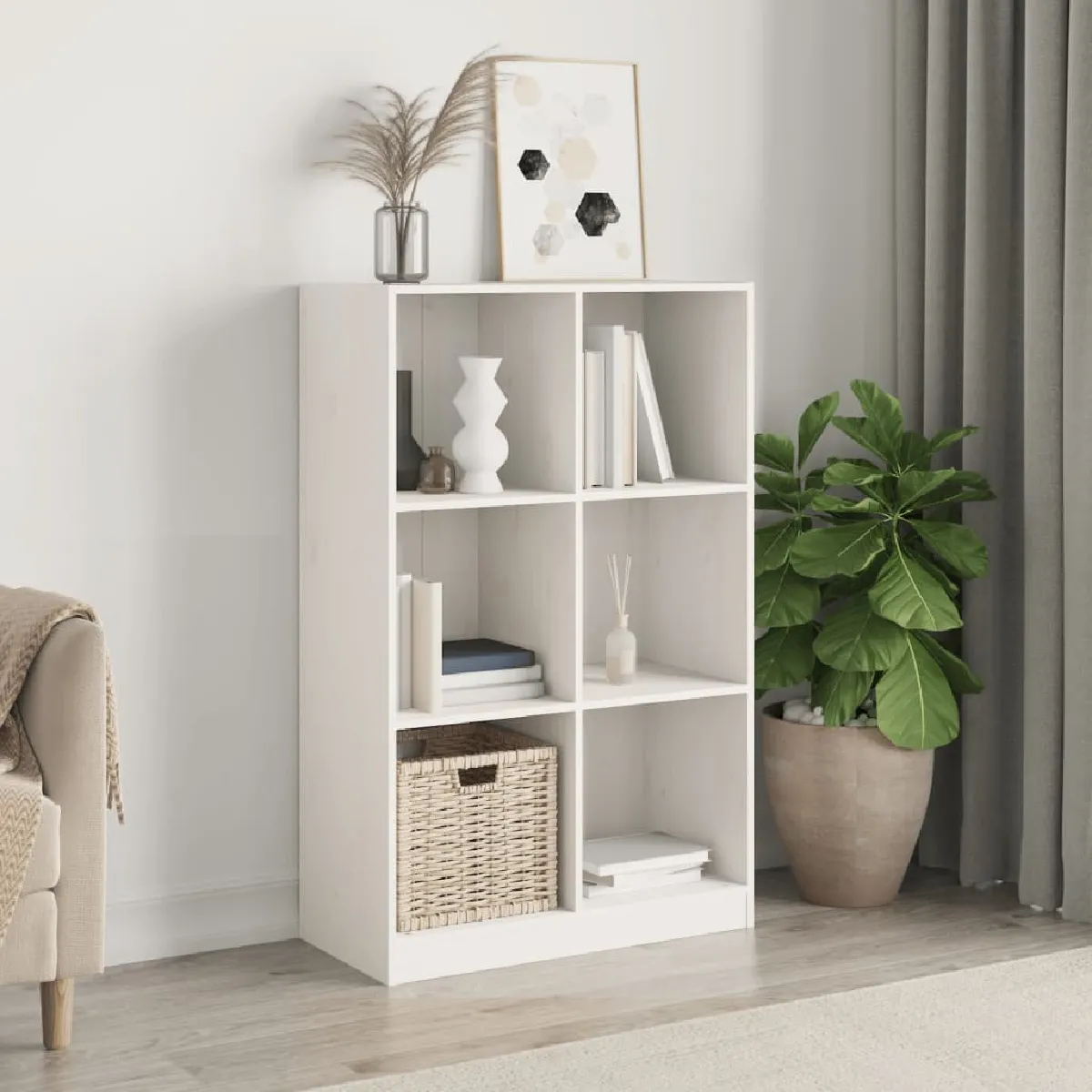 Vidaxl Bibliothèque blanc 70x33x110 cm bois massif de pin 836142