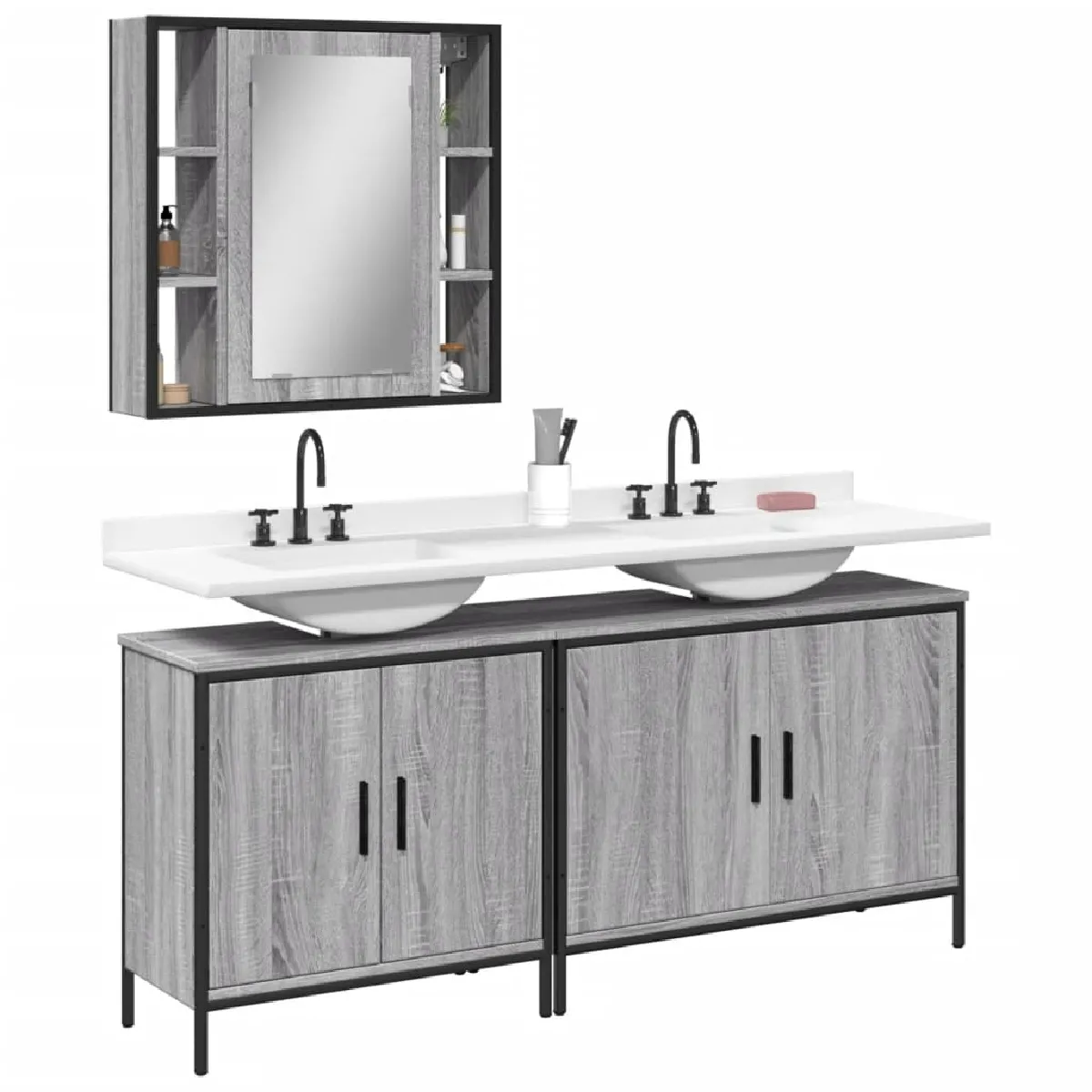 VIDAXL Armoires Salle de Bain - Sonoma Gris