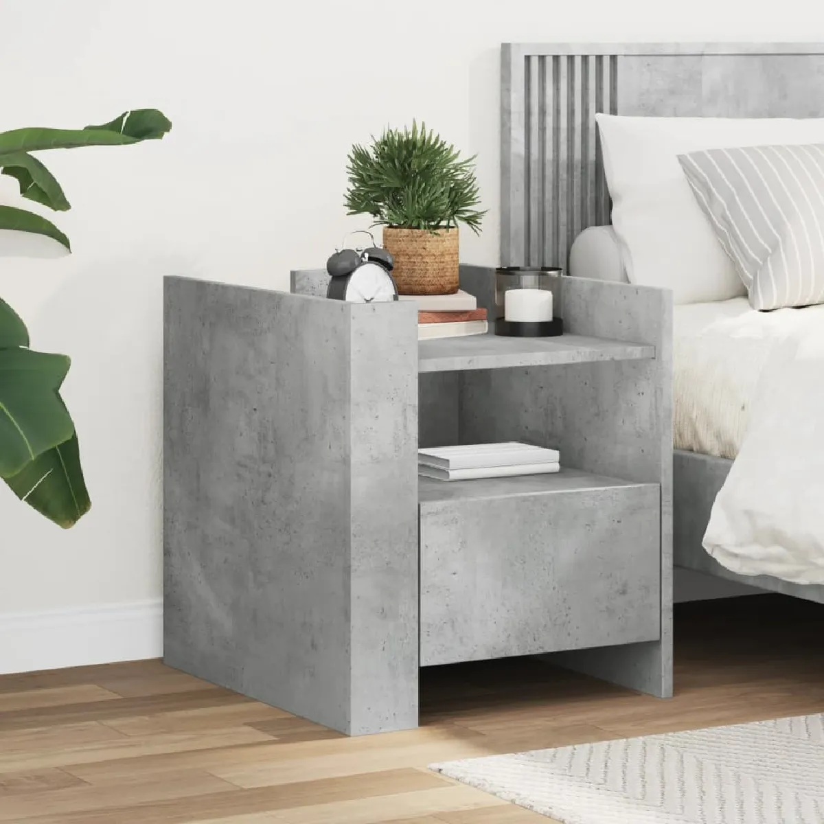 VIDAXL - Table de chevet - Gris béton - 45x50x50 cm - Image 2