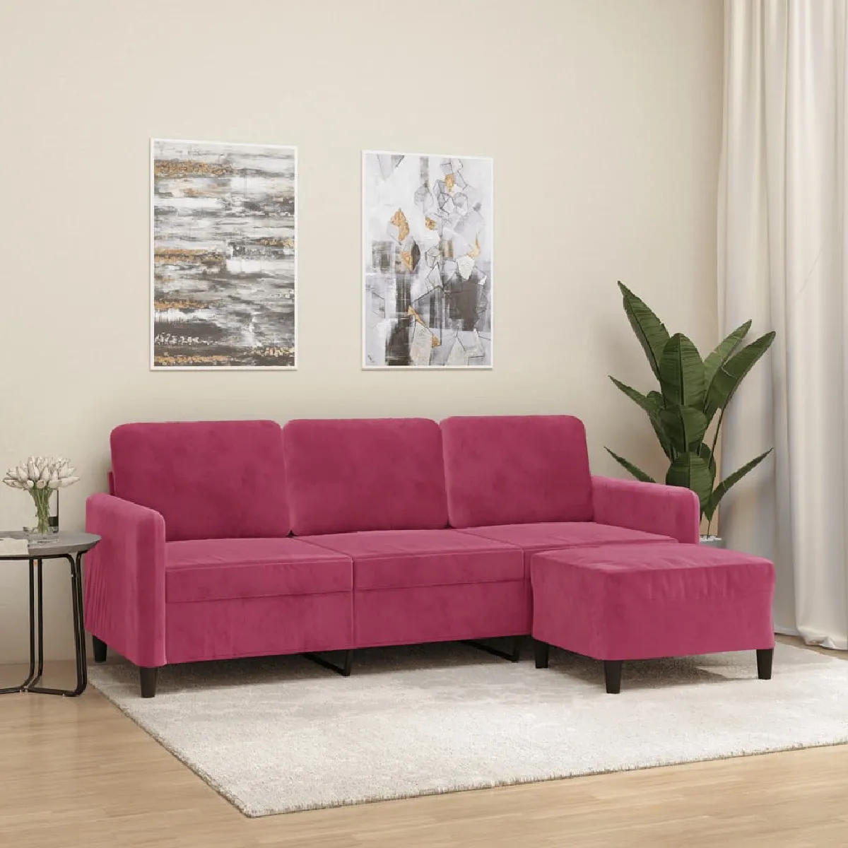 VidaXL Canapé à 3 Places avec Repose Pieds - vue 9
