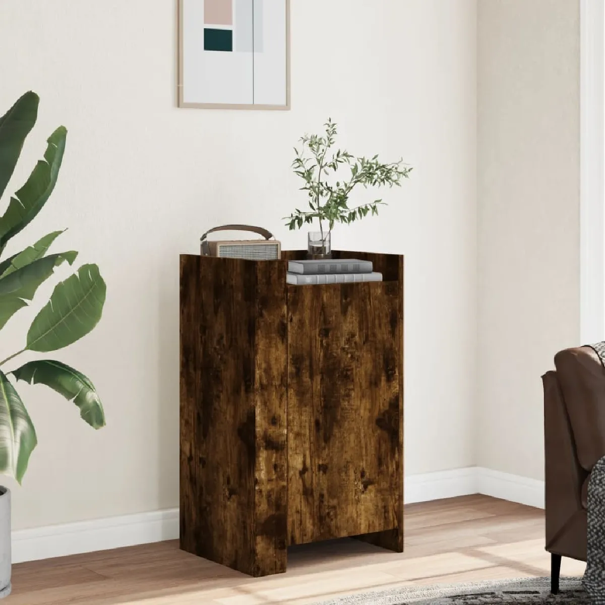 Non Communiqué Marron Buffet Chêne Fumé 45X35x75 Cm Bois D Ingénierie - Image 3