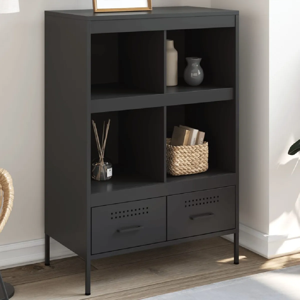VidaXL Buffet haut Noir - Acier