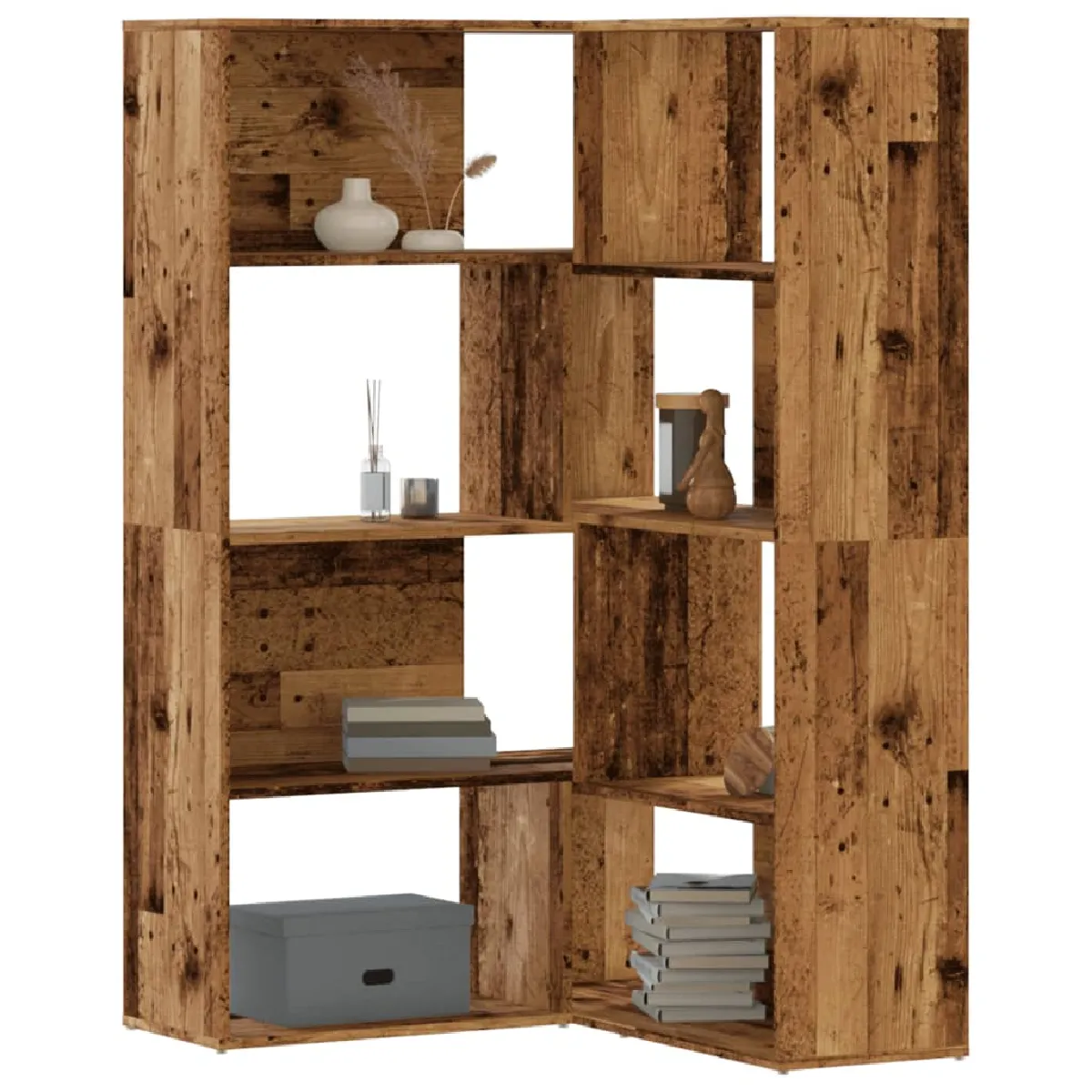 VIDAXL - Bibliothèque d'angle - 4 niveaux - Vieux bois - Image 2