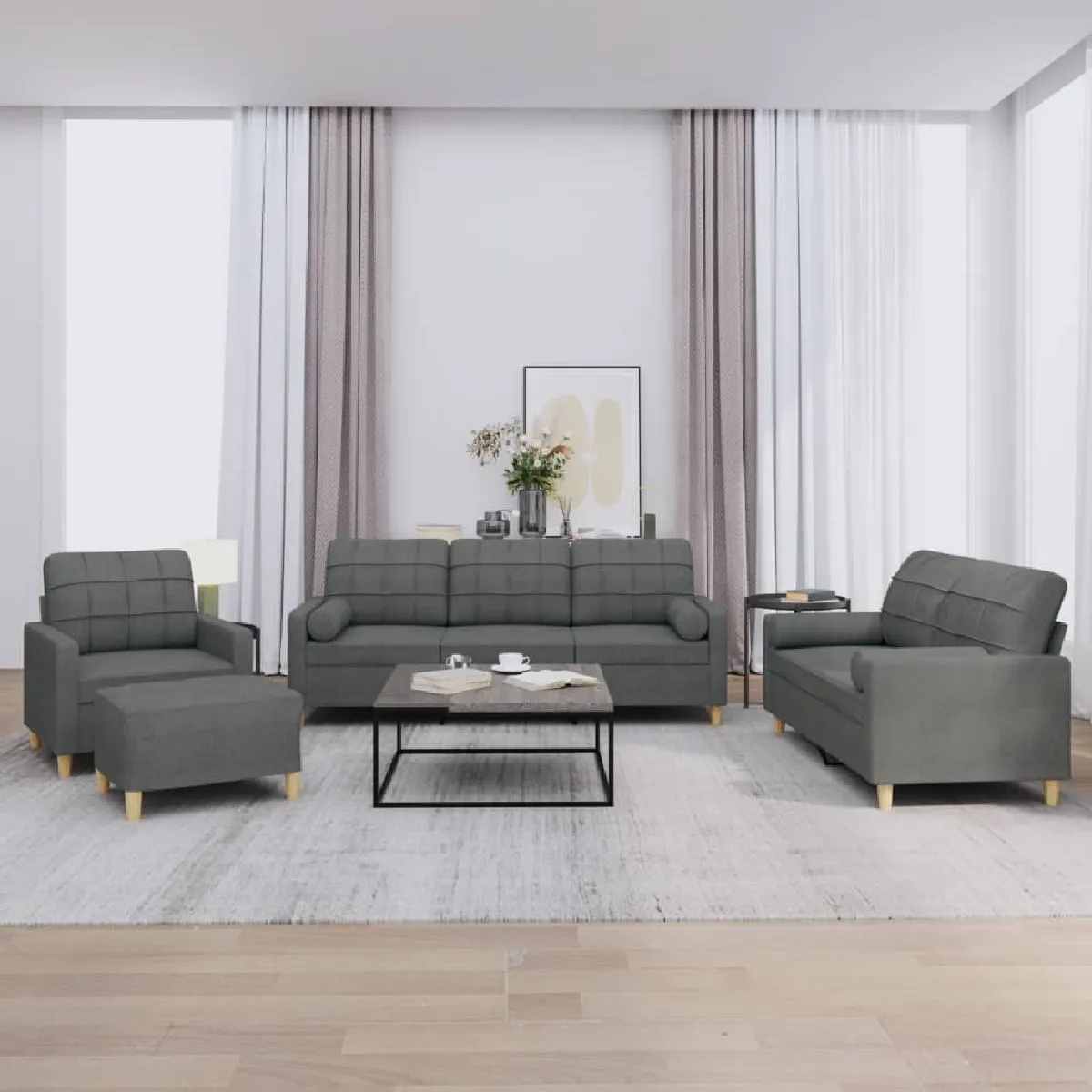 Vidaxl Gris Ensemble De Canapés - Foncé